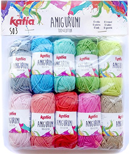 Katia Cotton Yarn: Amigurumi 100%, Multicolor, 100% Cotton, 10 grs. / 1/3 oz