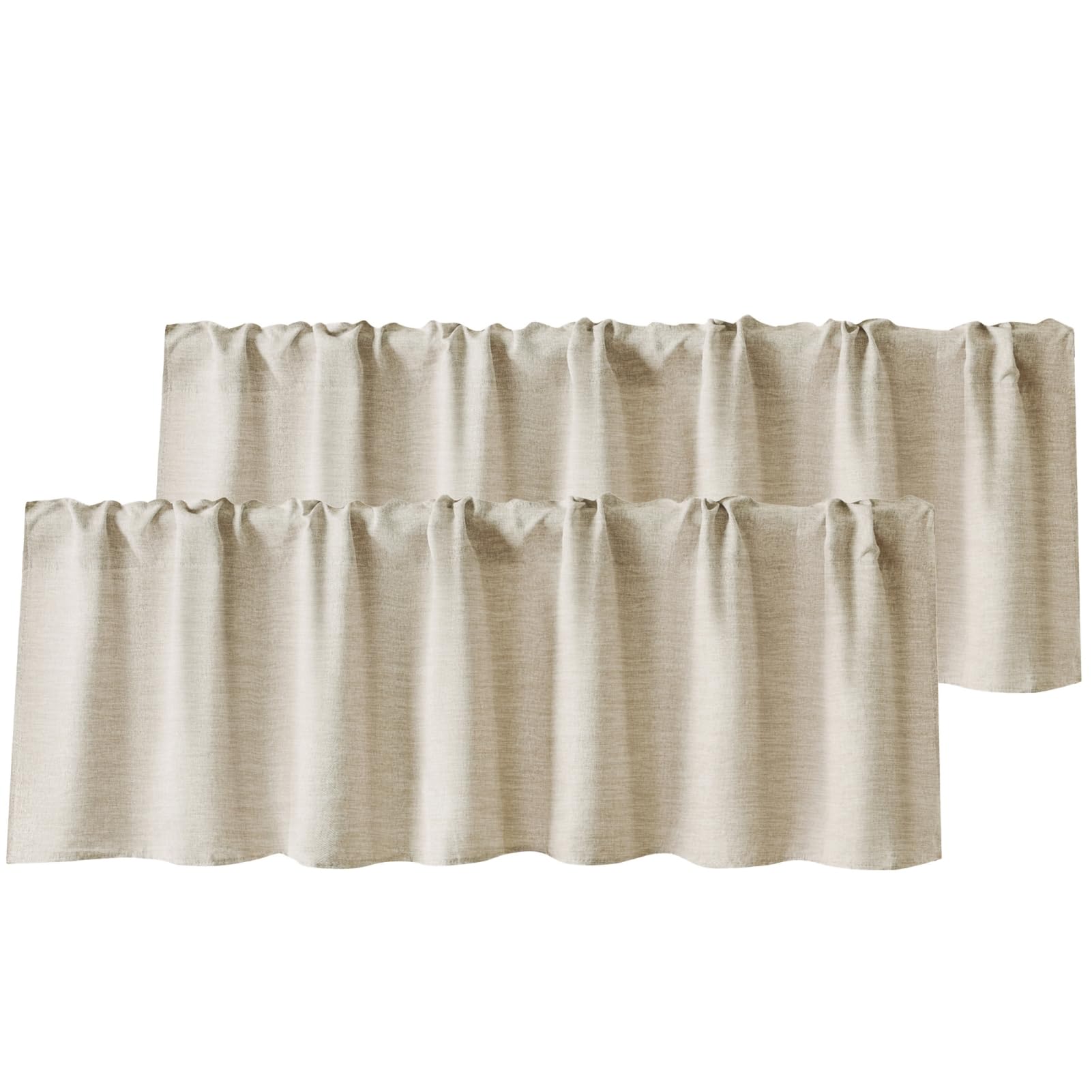 WOSIBO 2 Pack Burlap Window Valances 16" x 56" Farmhouse Style Window Treatment Decor Curtains Rod Pocket Valances for Kitchen/Living Room (White)
