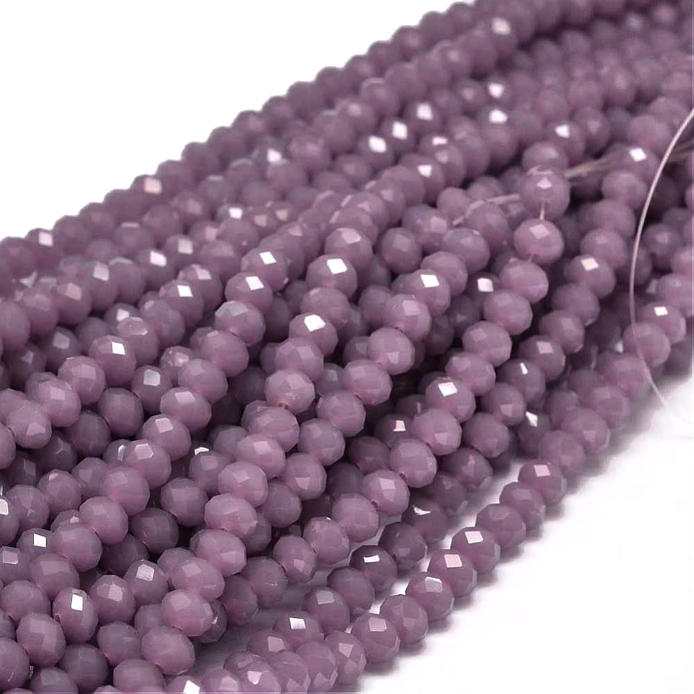 Perlin Czech Crystal Glass Beads, CZ Bohemian Faceted Rondelle Glass Beads, 4/6/8/10 mm (Opaque Dark Purple, 6x4 mm)