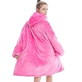FELOVE Duża bluza-koc dla dorosłych z flaneli, miękka ocieplana bluza z kapturem, jeden rozmiar uniwersalny, wiele kolorów do domu i na wycieczki