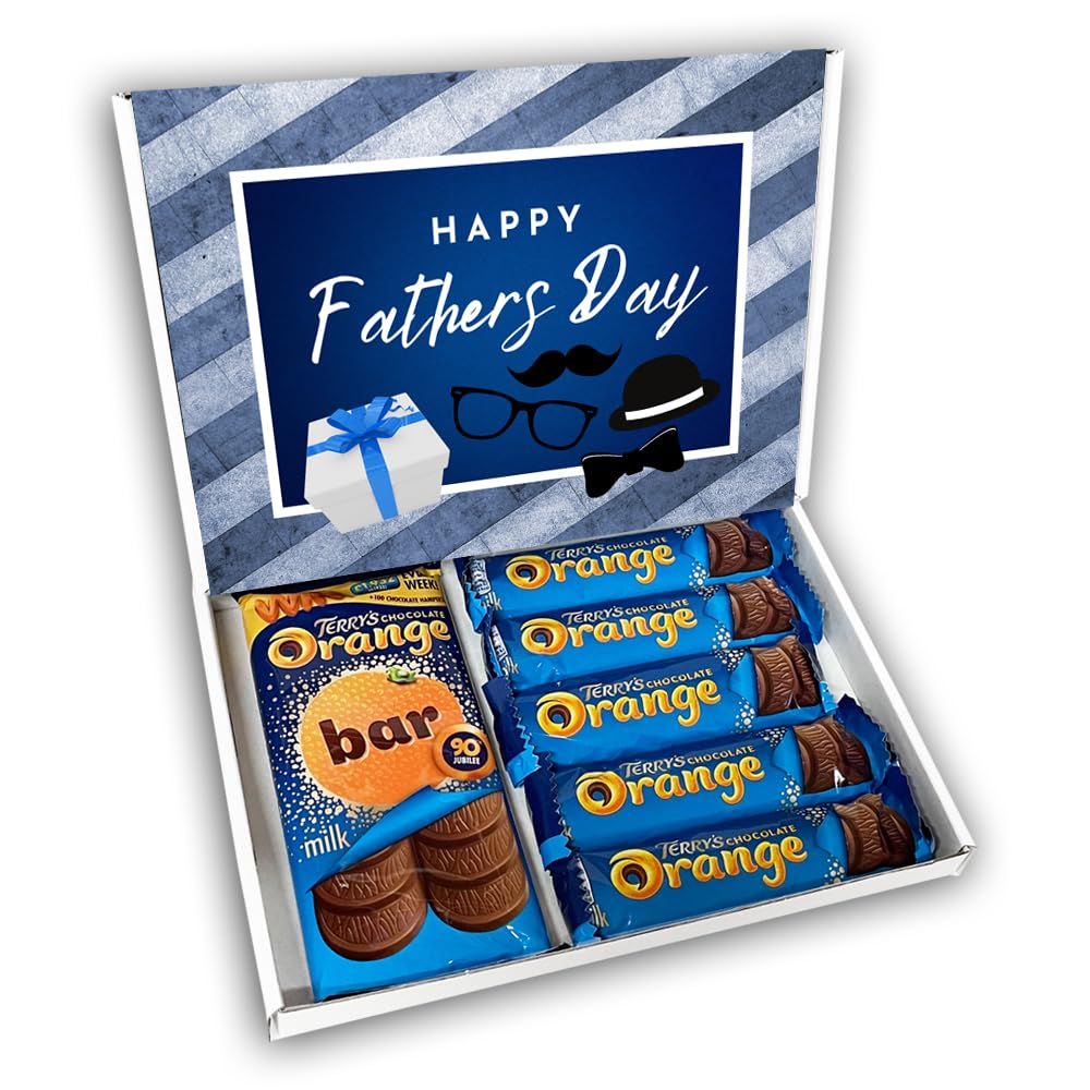 Terrys Chocolate Orange Milk Chocolate Bars Gift Box Hamper Fathers Day Present (FATHERS DAY BLUE)