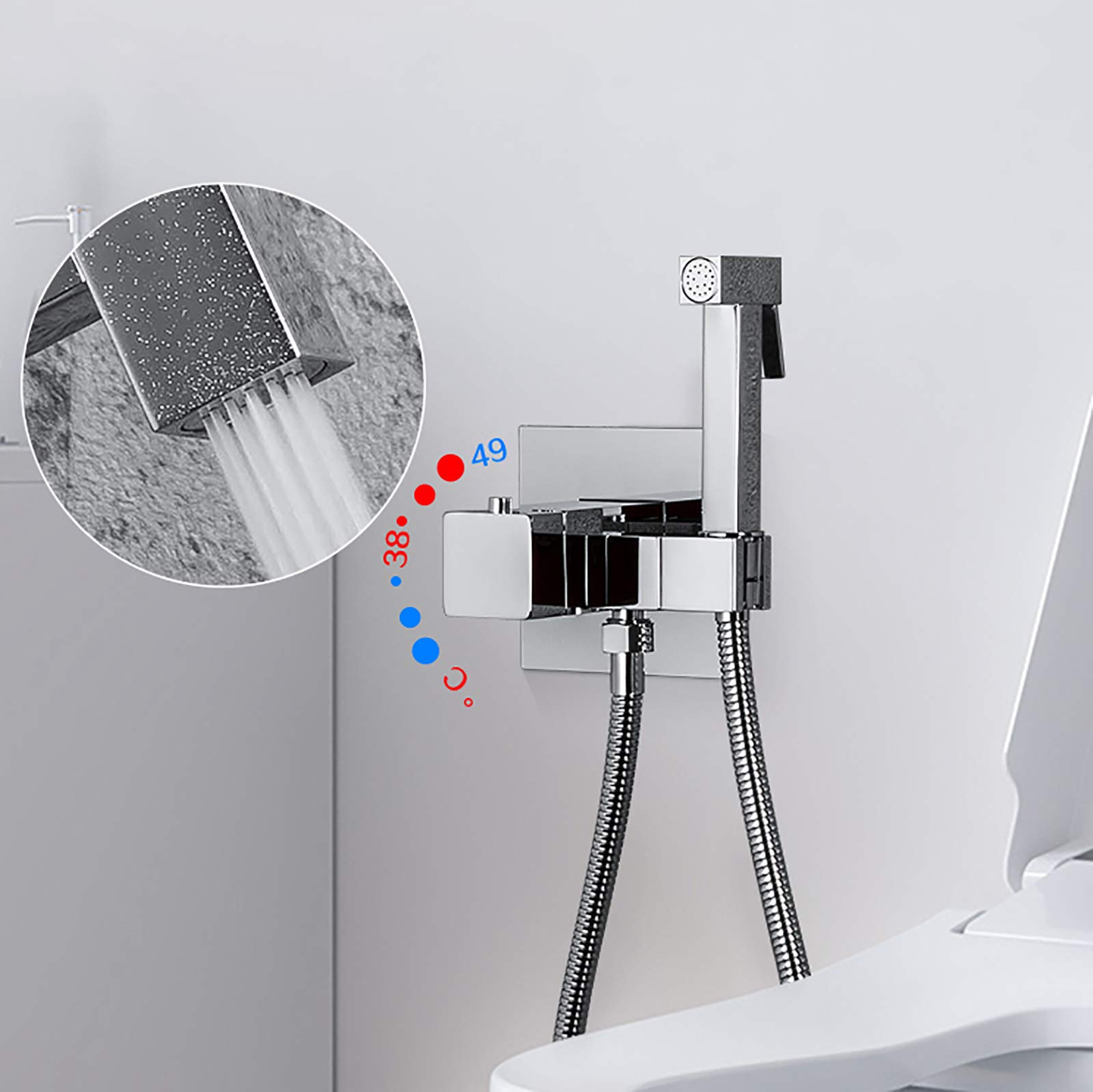 Termostatyczny Ręczny Bidet Natryskowy Do Toalety, Chromowany Zestaw Pieluszek Łazienkowych, Ścienny Zestaw Mosiężny Do Kąpieli Zwierząt, Higiena Osobista
