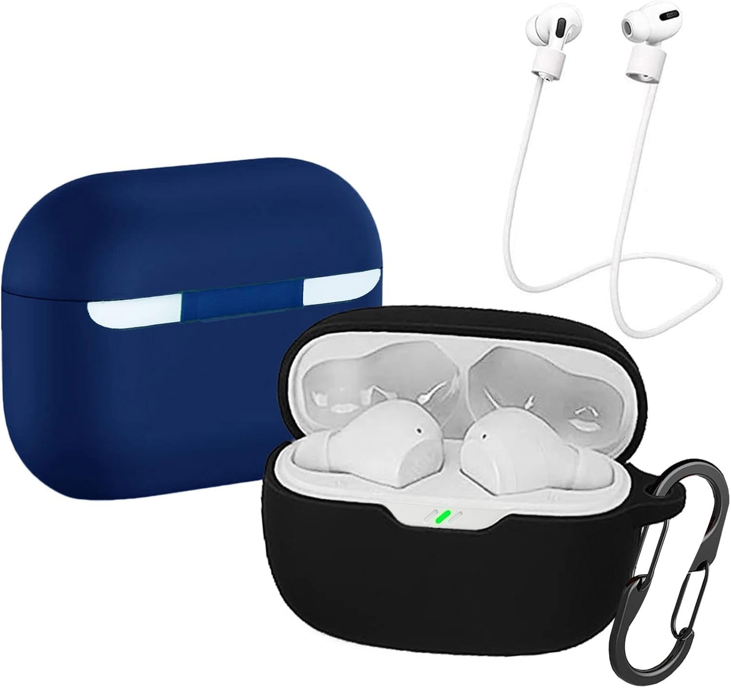 Silikon Schutzhülle Mit Karabiner Für JBL Vibe Beam / Wave 200TWS - Kratzfest, Stoßsicher, Schwarz