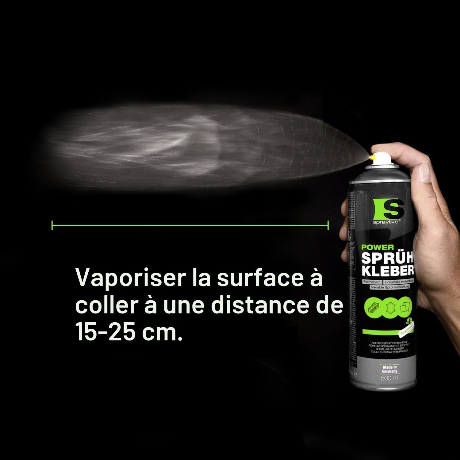 12 x 500 ml de colle en spray : pour textiles, non-tissés, mousse, cuir, ciel de toit, tapis, papier et plus Forte adhérence permanente avec réglage variable