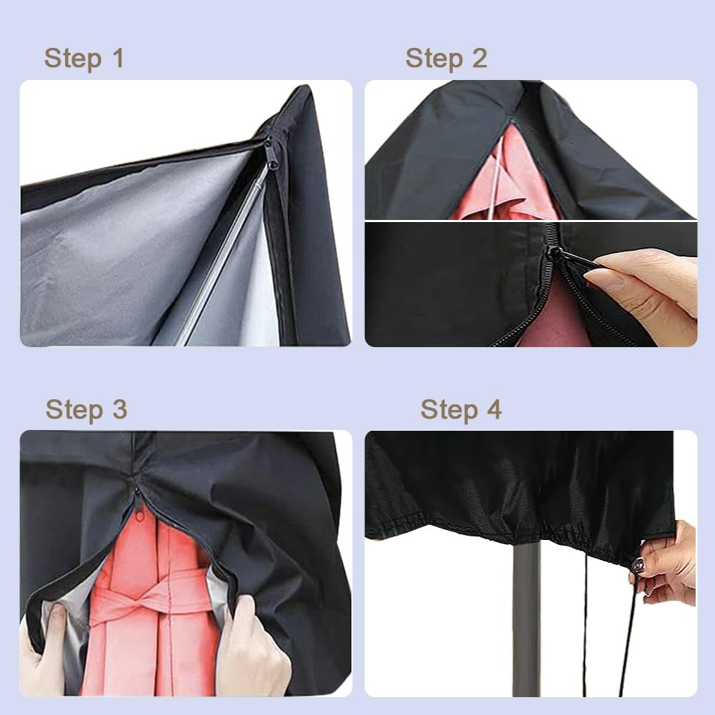 Protection Parasol Extérieur Housse De Protection Pour Parasol Avec Tige - 240 Cm, Oxford 210D, Résistante Aux Intempéries Protection Parasol Intempéries