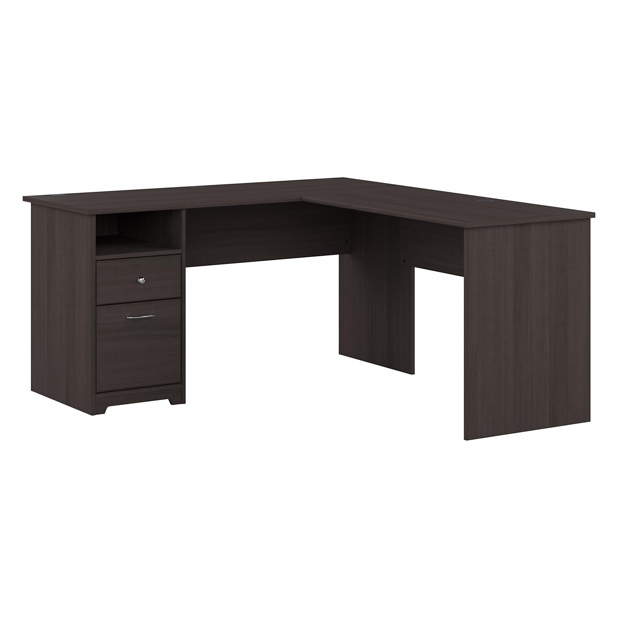 Bush Furniture Cabot 60W L Shaped Computer Desk with Drawers, Heather Gray