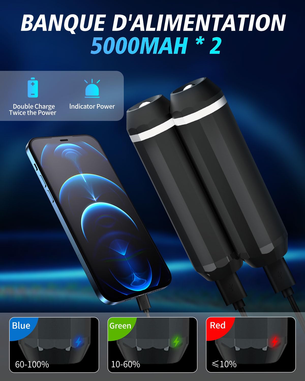 Chauffe-Mains Rechargeable 10000mAh 2 En 1 Magnétique Avec Lampe - 3 Modes Chauffage