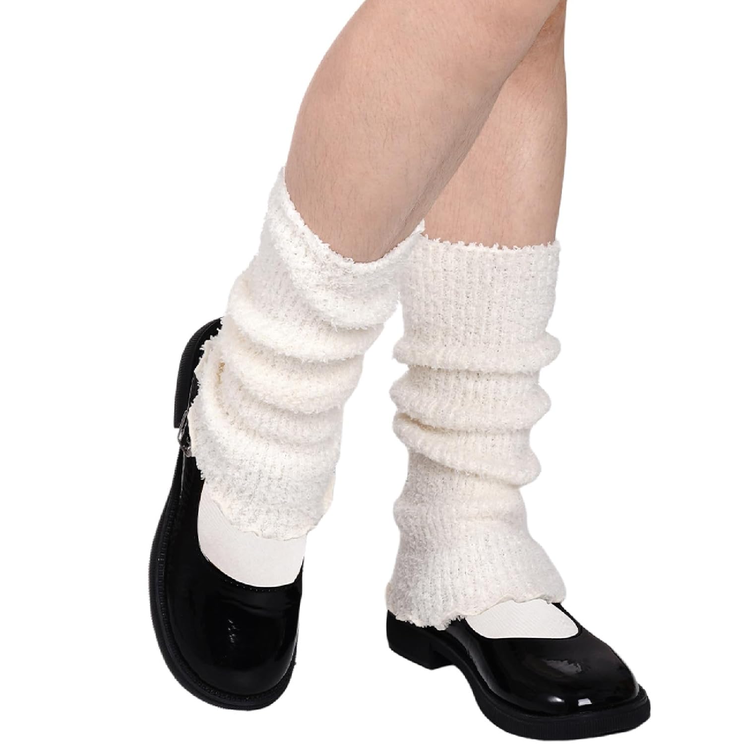 Fuzzy Leg Warmers Knitted Ruffle Leg Sleeves for Women 80s Party Yoga