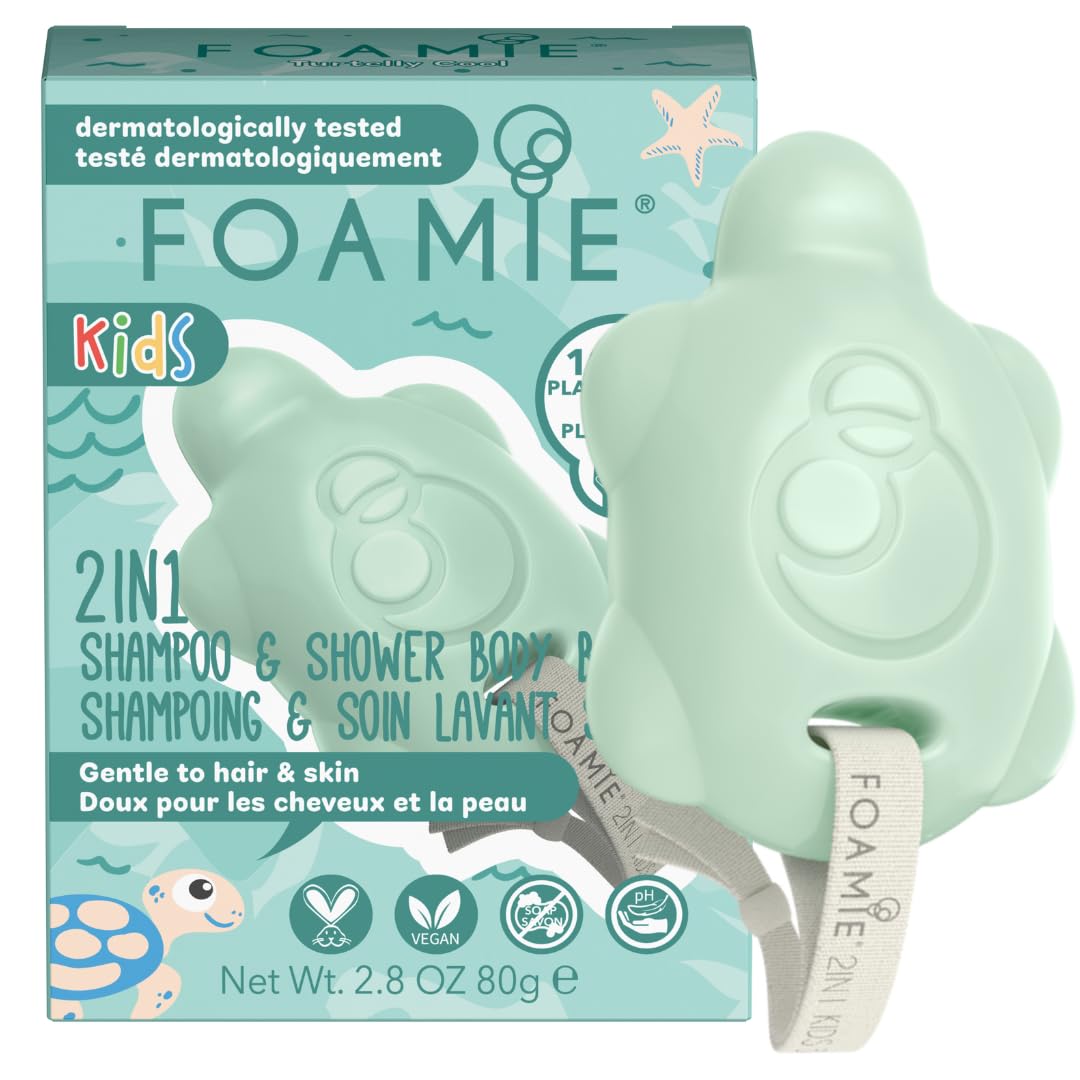 Foamie Kids 2’si 1 Arada Temizleme Barı – Çocuklar İçin Saç & Vücut (Turtally Cute)
