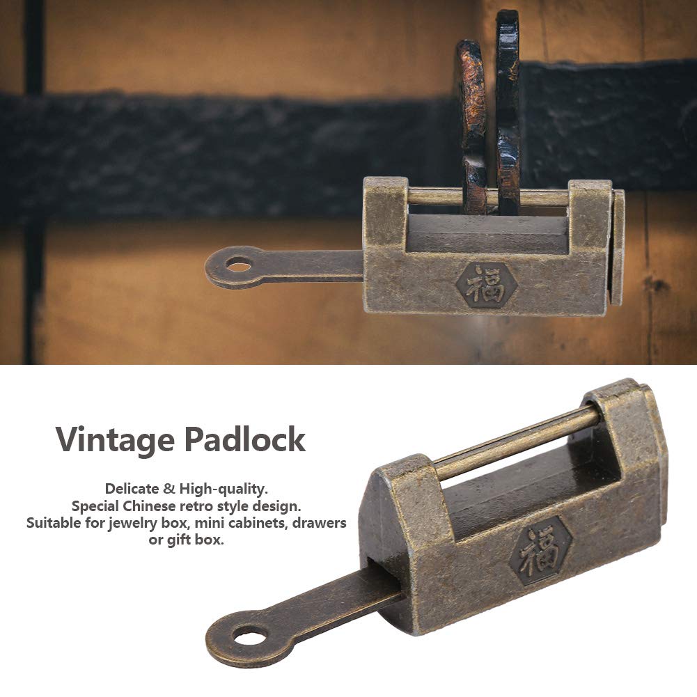 Chinese Vintage Hangslot Antieke Retro Stijl Slot Sleutel Antieke Retro Stijl Slot voor Sieraden Doos Lade(S