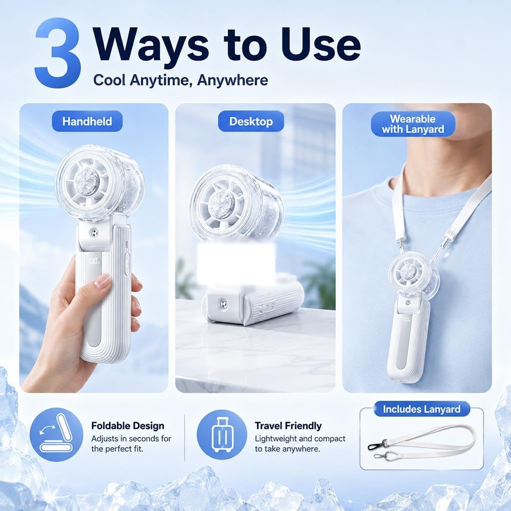 Ventilatore Portatile Con Nebbia Rinfrescante Ghiacciata