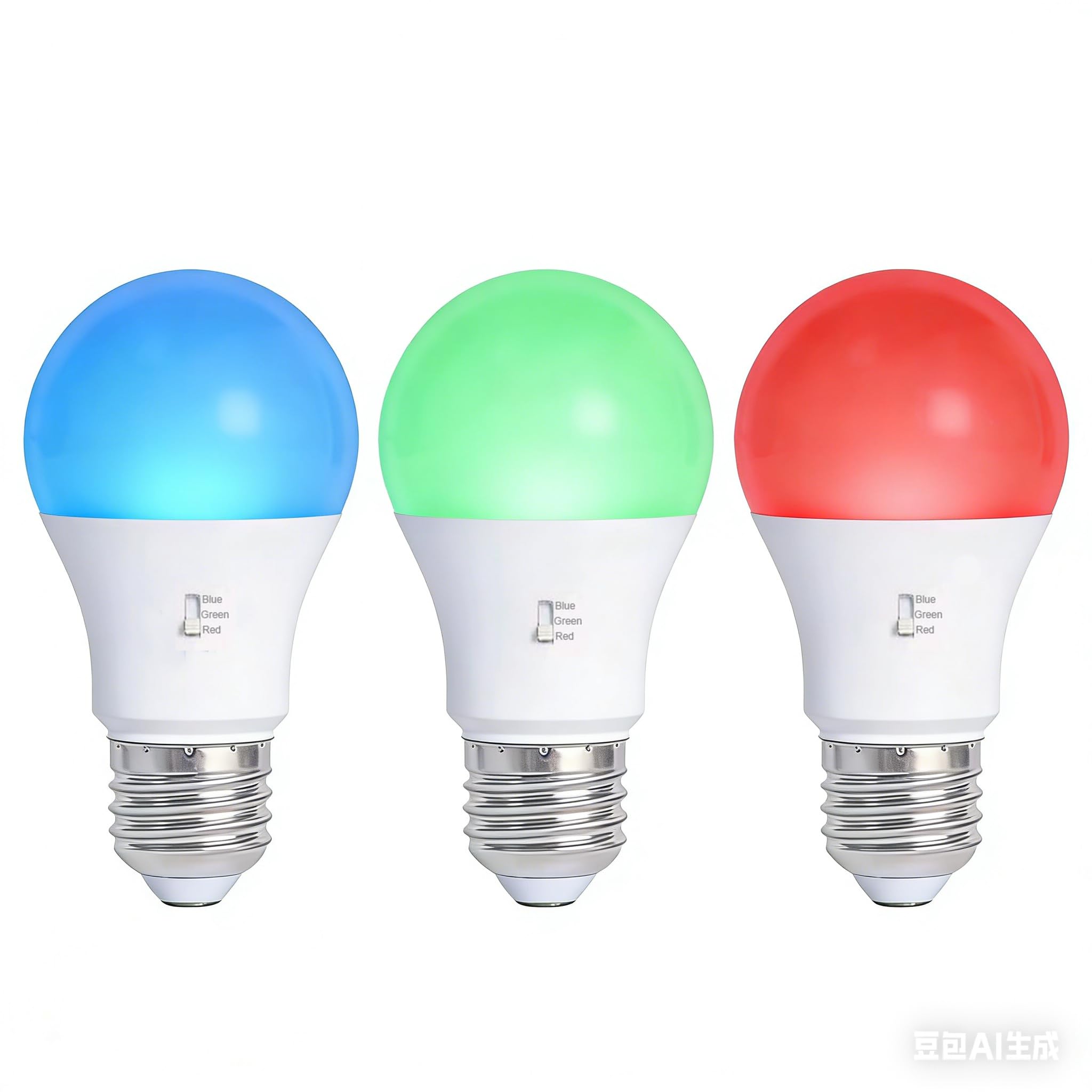 A60 LED Colored Light Bulbs, 3Colors in one,9W - 60W Equivalent, 3CCT Non-Dimmable, E27 Standard Base, Indoor, Christmas, Decoration, Party, Holiday, Event, Home Lighting (3, 3CCT Blue Green Red)