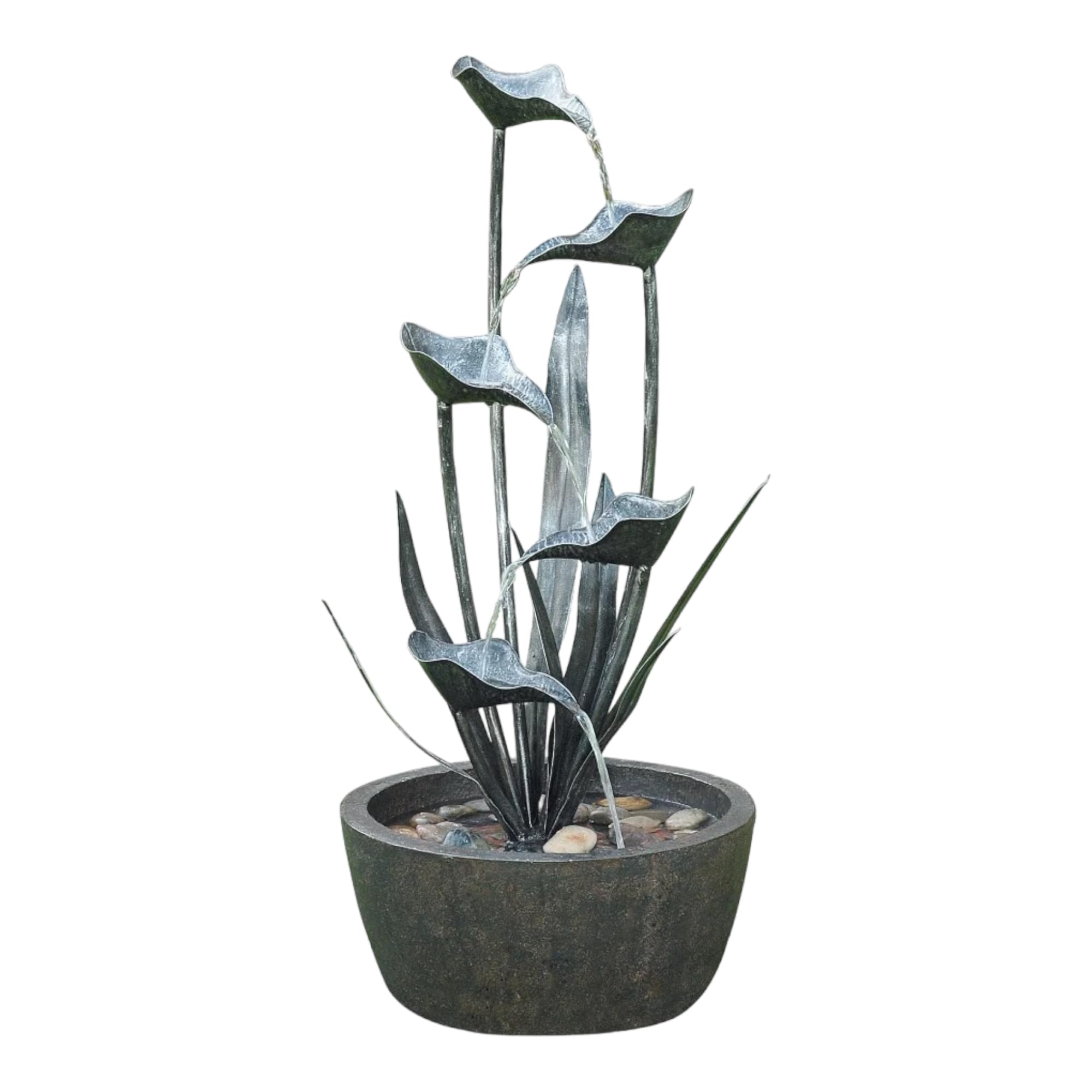 35.5" Gray and Brown Outdoor Garden Plant Fountain