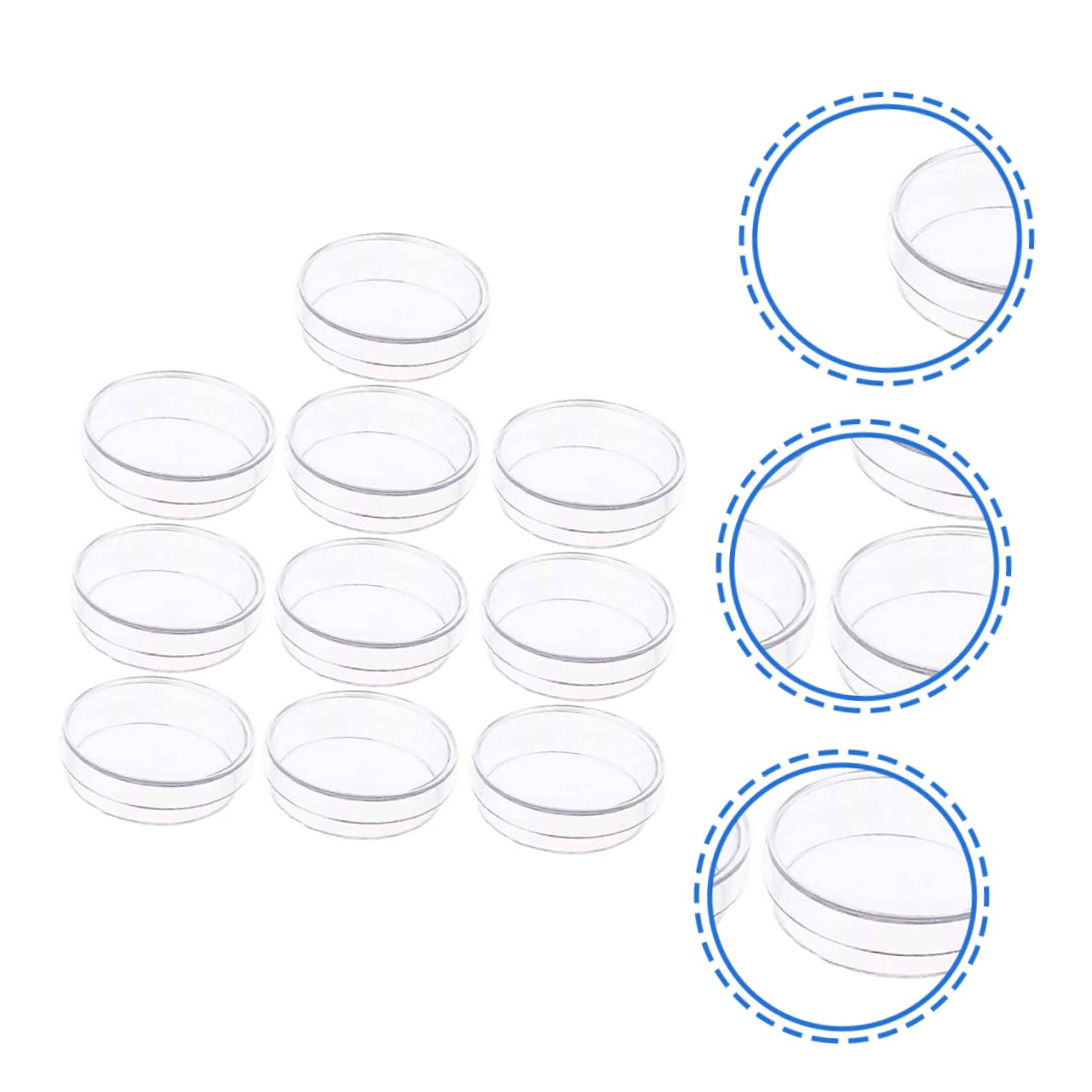 CHILDWEET 10 Pack Specimen Containers Lab Petri Dish Plates with Cover for Cell Culture High Transparency and Acid/Alkali Resistance