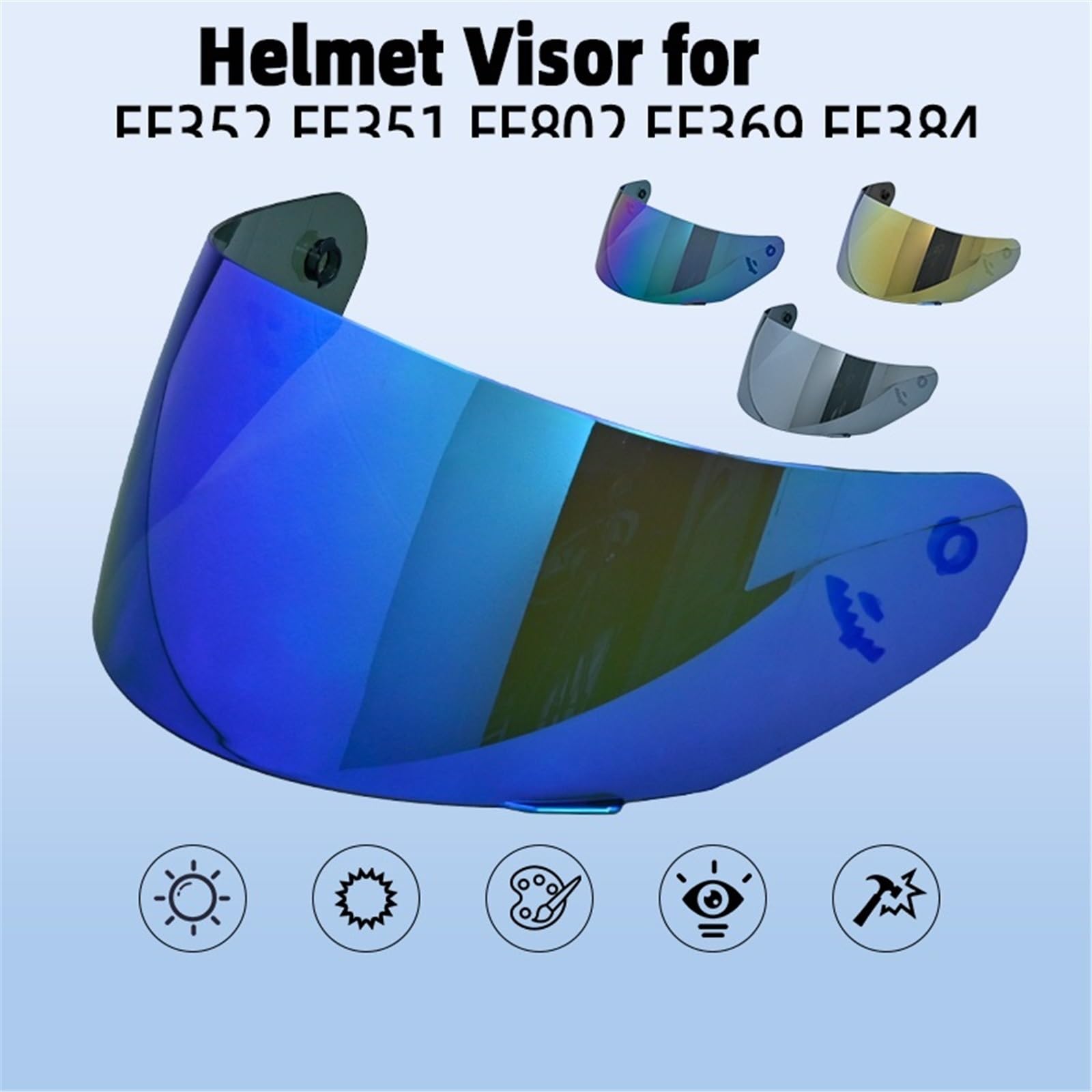 Visera Casco Moto Cristal for Casco, Visera for Casco de Motocicleta, Protector Facial, Lente for Casco Integral(Silve)