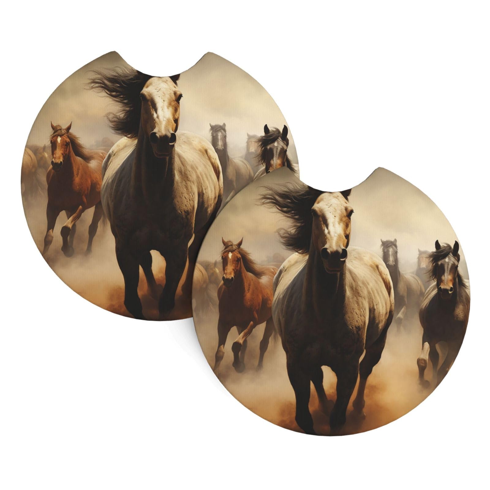 2 Pack Car Coaster for Cup Holders Many Horses Car Cup Coaster 2.7" Neoprene Non-Slip Automotive Cup Mat Universal Auto Car Interior Accessories for Women Men Cup Pad