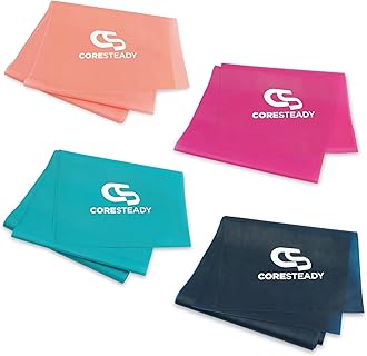 Coresteady Resistance Band For Men & Women - Exercise Band to Build Strength, Flexibility, Muscle & Tone - For Fitness, Stretching, Pilates, Physio & Yoga - With Exercise e-Guide