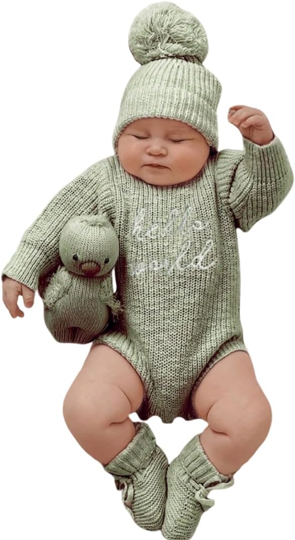 Newborn Baby Boy Clothes Infant Sweater Rompers Boy Cute Knitted Sweatshirt Pullover Tops Fall Winter Clothes Baby Boy Outfit