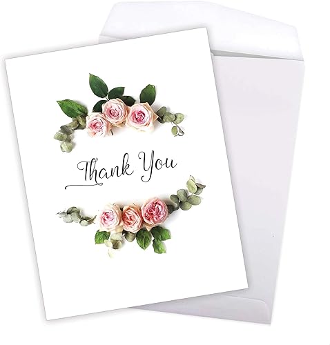 Miniatura 5 de NobleWorks - Hermosa tarjeta de agradecimiento con sobre (XL 8.25 x 9.75 pulgadas), tarjeta de felicitación de agradecimiento con flores elegantes,