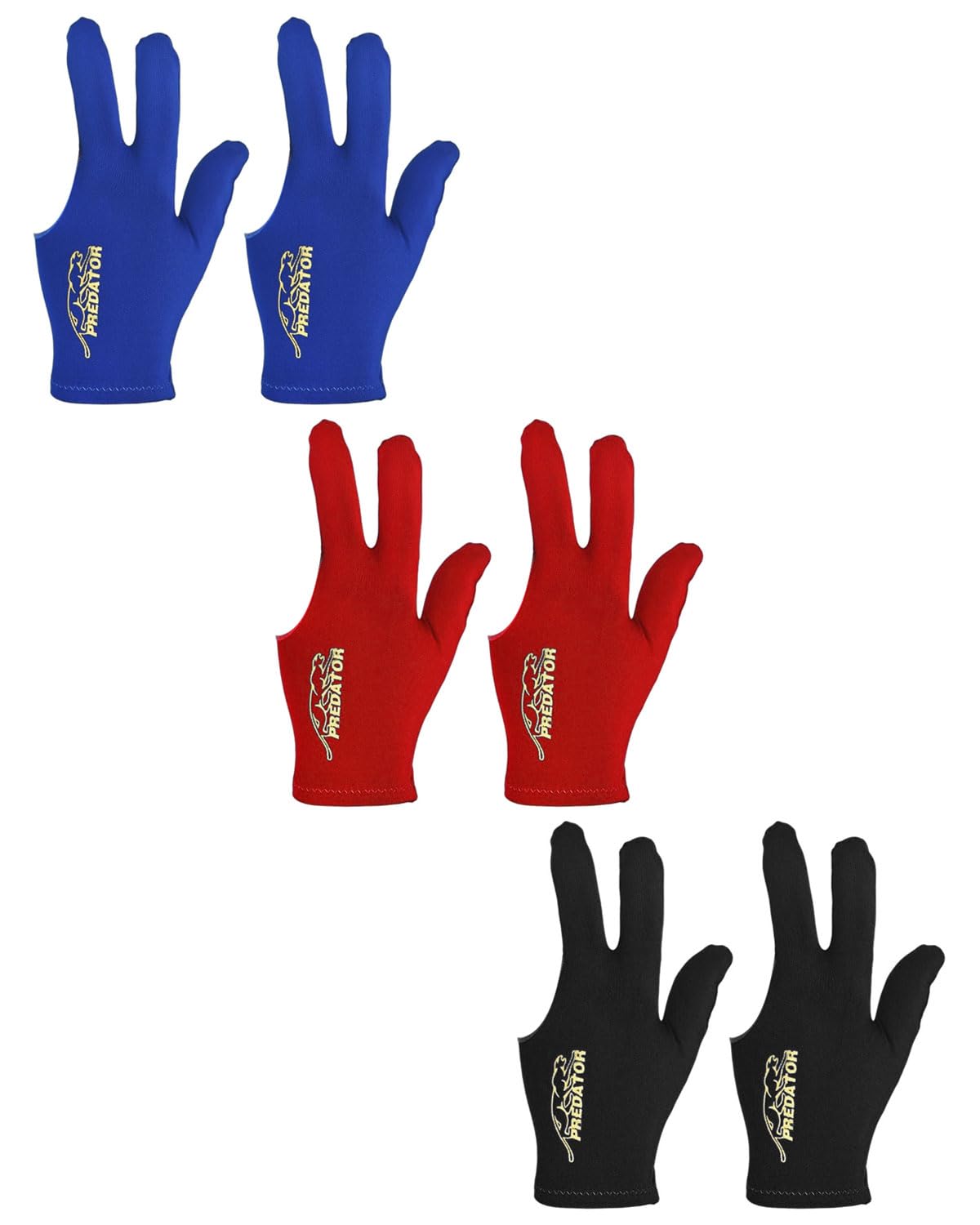 Guanti da biliardo estensibili unisex 6 pezzi nero blu rosso