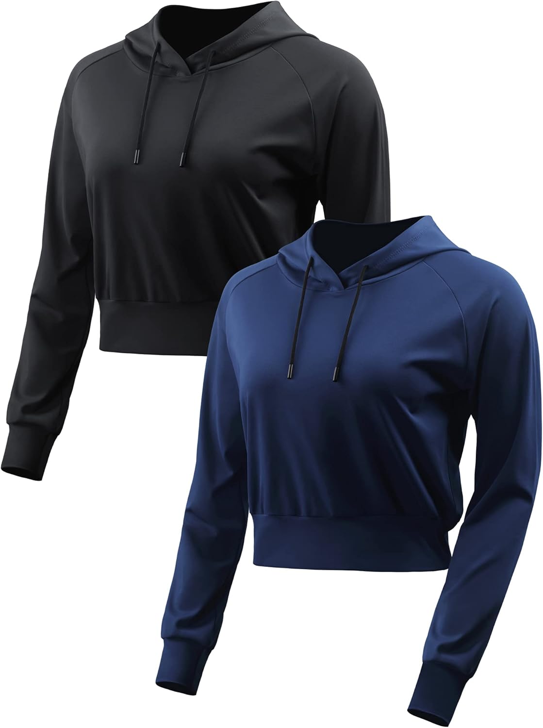 CADMUS Women's Workout Long Sleeve Shirts with Hoodie Sweatshirt Running Crop Top