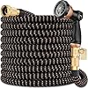 50FT Garden Hose - 2025 New Version Expandable Garden Hose with 10 Function Spray Nozzle, 3/4" Brass Fittings and 4-Layer Latex Core, Lightweight, Durable, No-Kink Flexible Water Hoses (Black Gold)