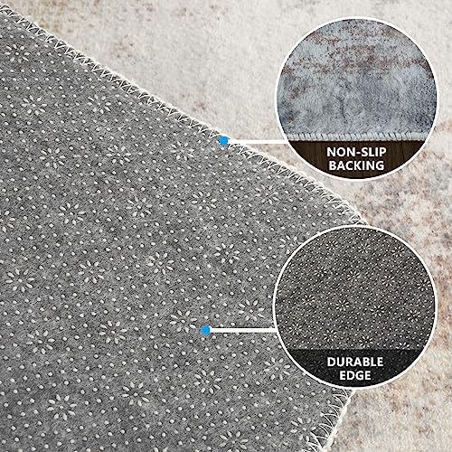 Calore Modern Abstract Area Rug Soft Distressed Rugs Non Slip Indoor Carpet Print Floor Cover For Living Room Bedroom Dining Room (Abstract/Grey, 2.6'X3.9') #TOP4