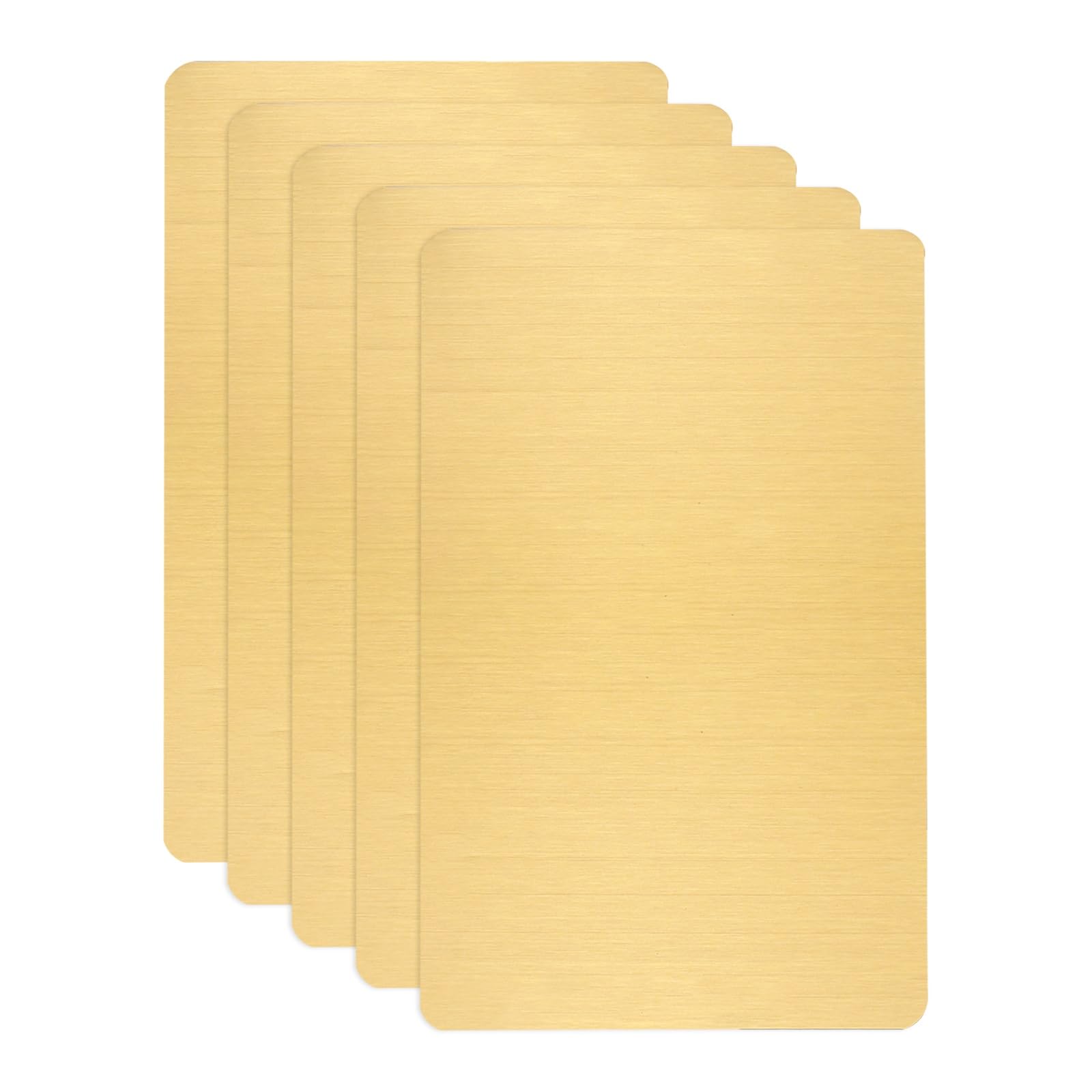sourcing map 5pcs Metal Business Card Blanks, 100mm x 50mm x 0.5mm Stainless Steel Engraved Metal Business Visiting Name Cards for House Office DIY Gift Invitation(Brushed Gold)