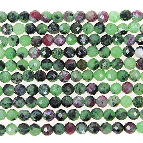 MJDCB 3mm Faceted Natural Epidote Round Loose Beads for Jewelry