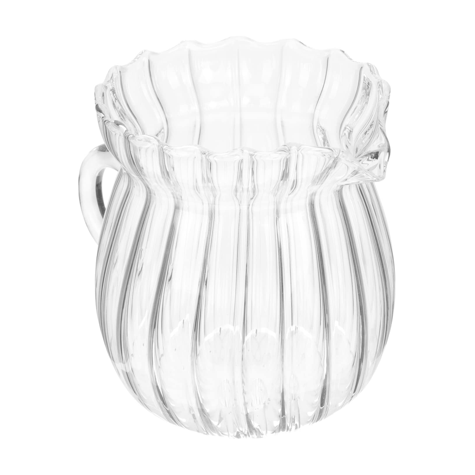 KICHOUSE Glass Milk Frothing Jug Multi-function Pitcher for Latte Art Milk Jar Point-mouth Design Household Creamer for