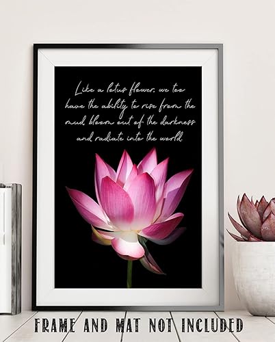 Miniatura 2 de TJ Originals Decoración de pared espiritual y bohemia con texto en inglés "Like a Lotus" (Like a Lotus Flower)  Namaste Zen y meditación estética