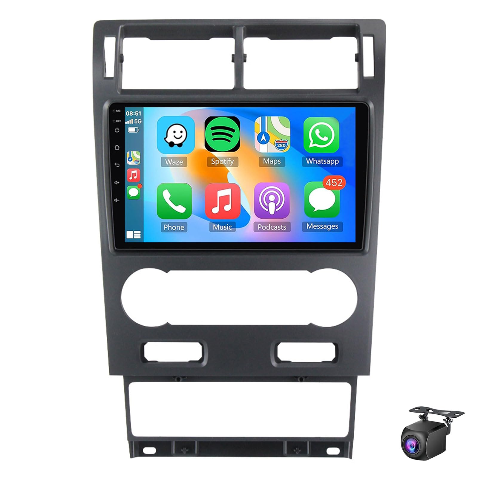 Car Radio For F-ord Mondeo 2000-2007 - Wireless Carplay And Android Auto - 9 Inch Touchscreen Android 15 Car Stereo - DSP/GPS Navigation/SWC/WiFi/Bluetooth/FM/RDS/USB + AHD Backup Ca(Size:8Core 4+64G)