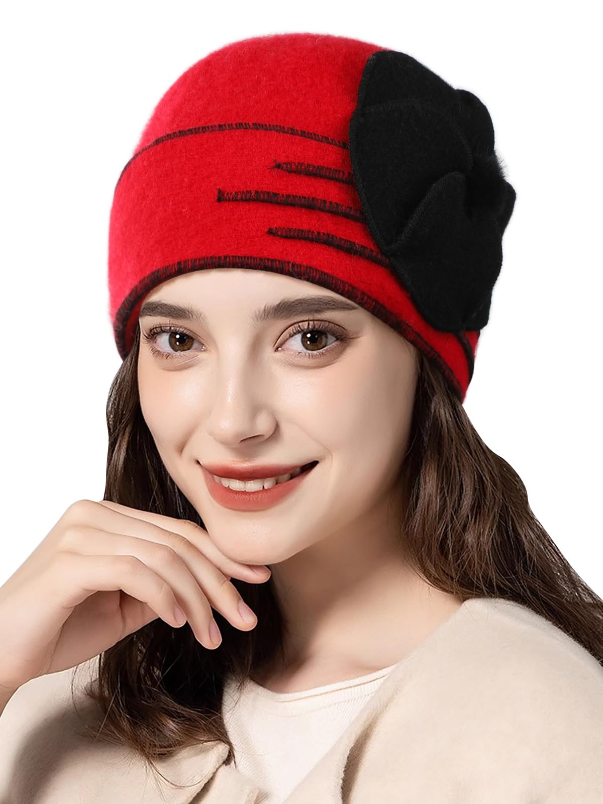 Sumolux Beanie Hats for Women Wool Skull Cap Beret French Vintage Cloche 1920s