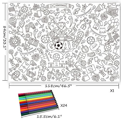 HOWAF Large Colouring Poster for Kids Girls, Football Book Books Drawing Paper Wall Doodle Art Coloring Educational Birthday Gifts Boys Green, M - Image 3
