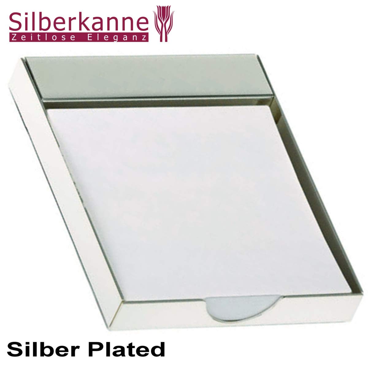 Zettelkasten klassisch 10x8x2 cm Premium Silber Plated edel versilbert in Top Verarbeitung. Hochwertige Silberne Schreibtischzubehör