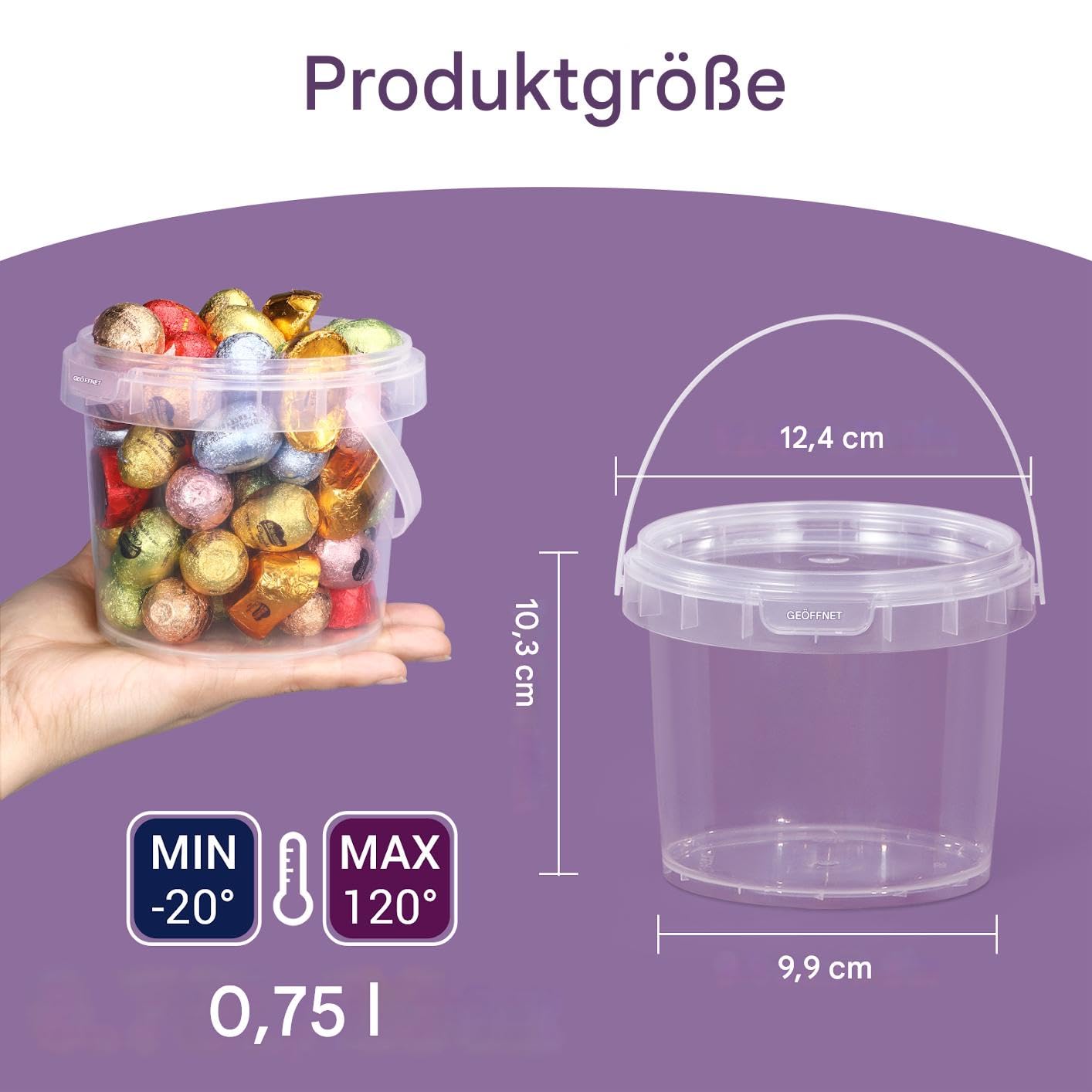 UMETASS Transparante opbergemmer met deksel, geschikt voor levensmiddelen, luchtdicht en lekvrij, stabiele kunststof container, geurneutraal en leeg voor levensmiddelen (doorzichtig, 0,3 l