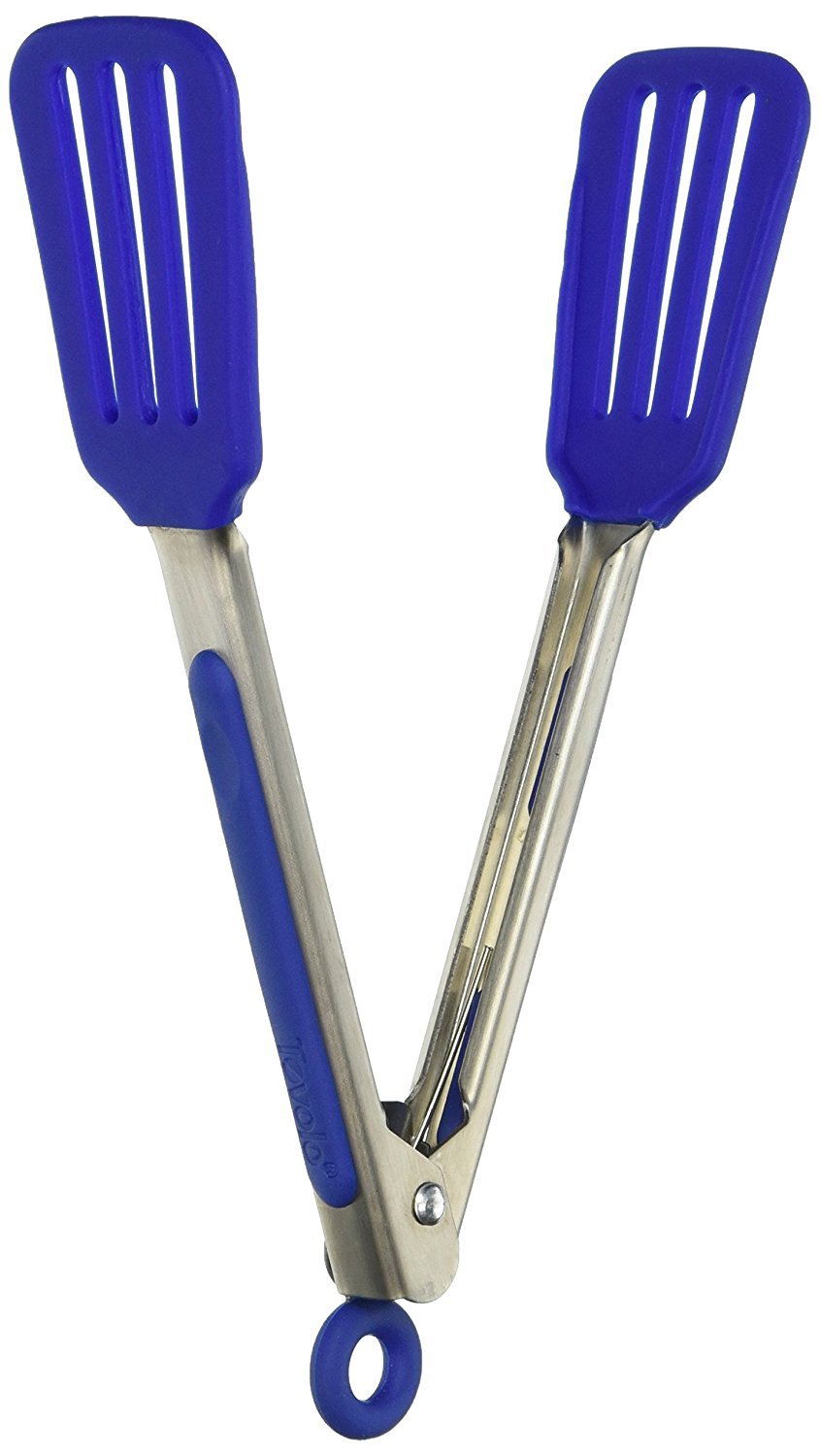 Tovolo Mini Turner, Flat Head, Easy-Lock Mechanism, Non-Slip Grip Tongs Grilling, BPA-Free & Dishwasher Safe Silicone Cooking Utensils, Stratus Blue