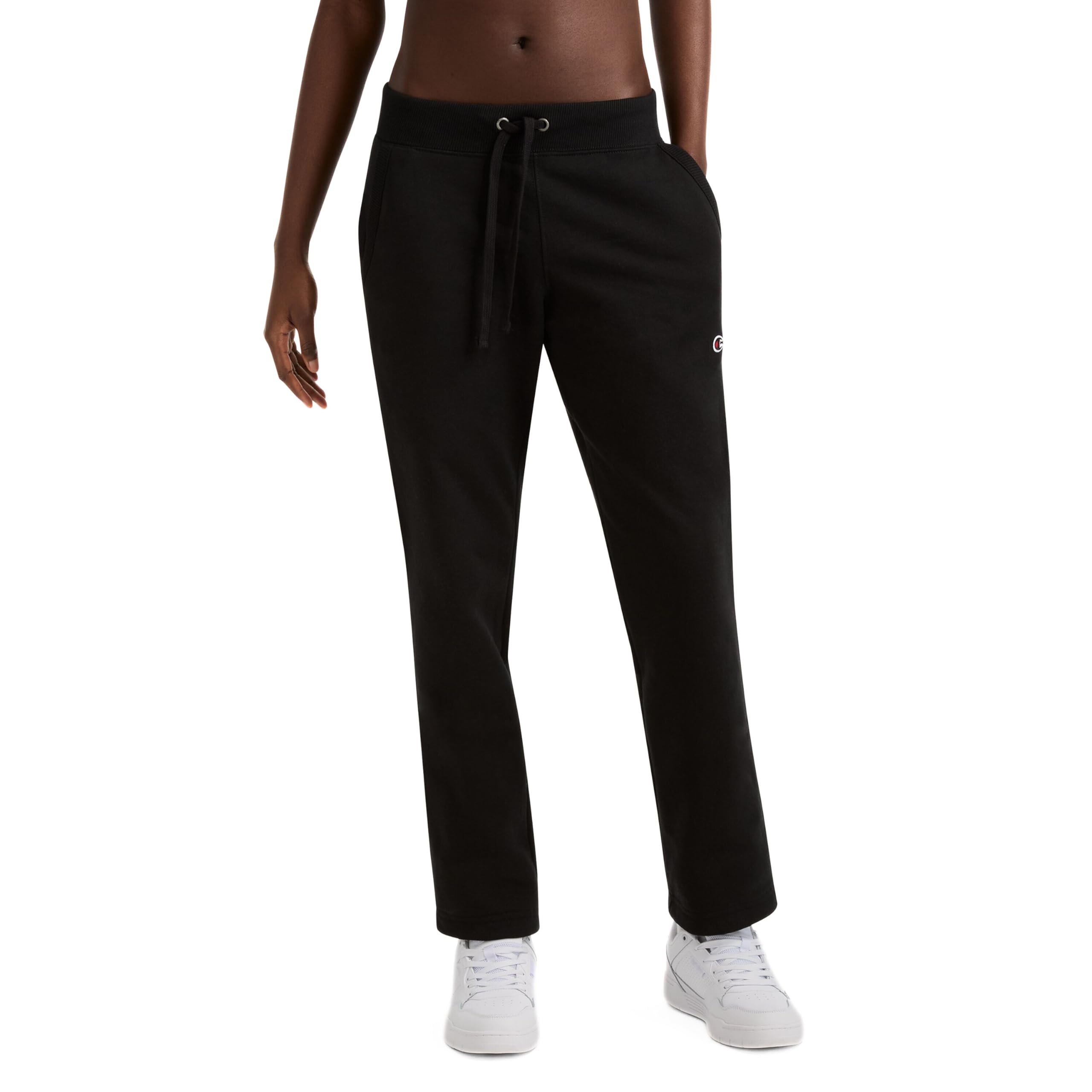 Champion Women's Powerblend Open Bottom Sweatpants, Black, Small