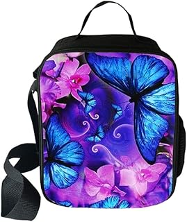 Surwin Borsa Portapranzo, 3D Farfalla Stampa Borsa Portapranzo Tracolla Borsa Porta Pranzo Termica Borsa Portapranzo per Alimenti Portatile - Ufficio/Scuola/Campeggio (One Size,Phalaenopsis Rosa)
