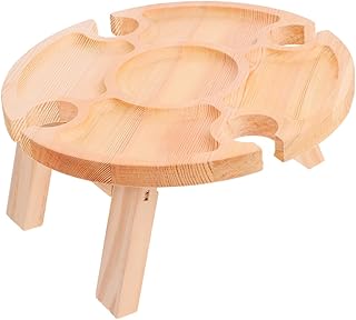 BESTOYARD 2 Peças Mesa De Vinho Tinto Mesa Curta De Madeira Mesa De Vinho Portátil Ao Ar Livre Mesa De Praia Portátil Dobrável Mesa De Vinho De Praia Mesa Final De Madeira Mesa Redonda