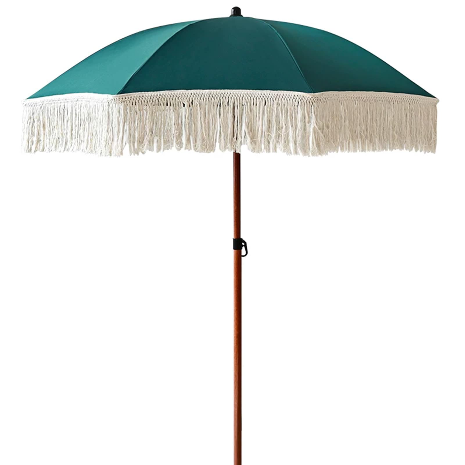 Mały Parasol Ogrodowy 180 cm z Frędzlami, Przenośny Parasol Plażowy z UPF 50+ na Plażę, Balkon, Ogród i Kemping