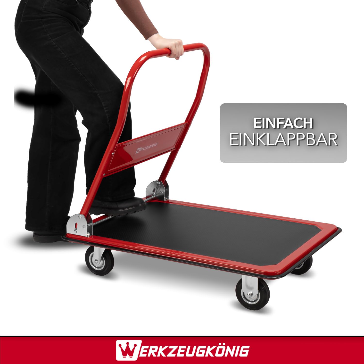 Plattformwagen 300kg Traglast - Transportwagen klappbar - Anti-Rutsch Ladefläche - Vollgummirollen - Außenmaß 91 x 62 cm