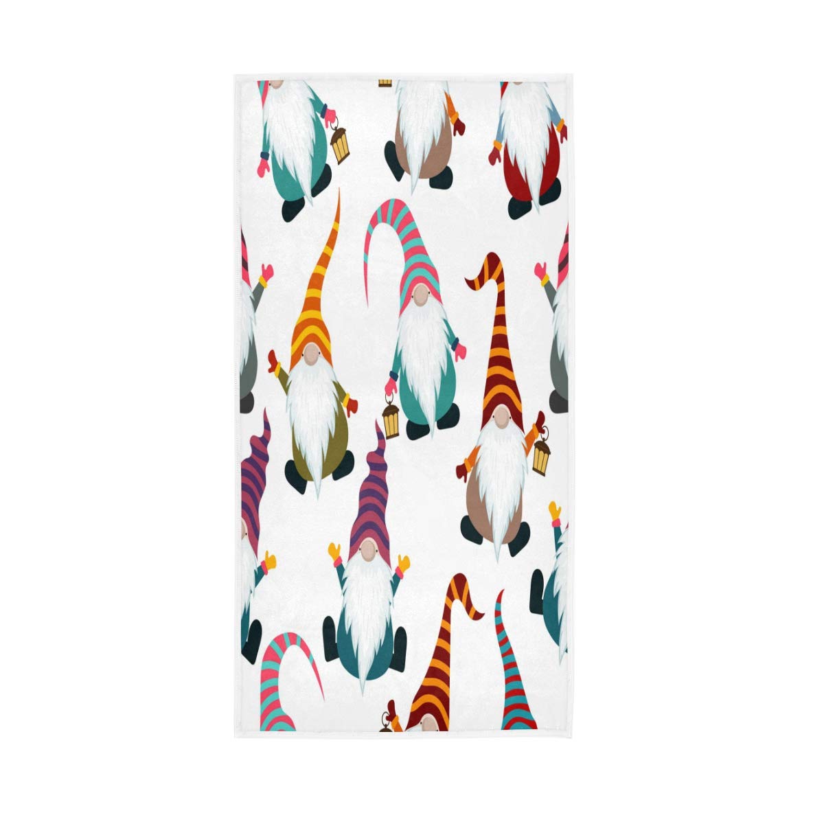 HUYGD Hand Towels Cotton Scandinavian Christmas Gnome Soft Towel Multipurpose Bathroom Beach Towel for Home Kitchen Swim Spa Gym, 30x15 inch