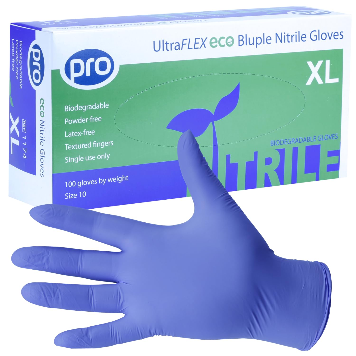 PRO UltraFLEX Bluple Biodegradable Disposable Gloves - Purple/Blue Nitrile Gloves Disposable Extra Large - 100x Pack - Powder-Free - Latex Free - Food Safe โ image 1