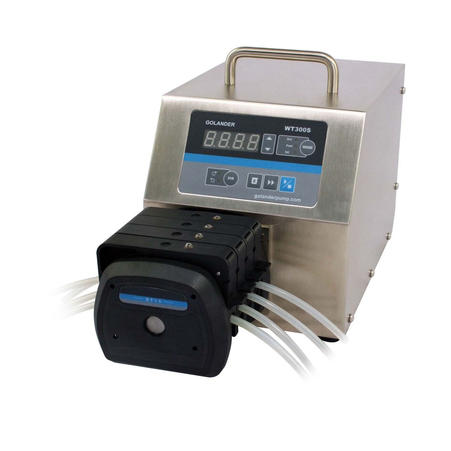 WT300S Basic Variable Speed Peristaltic Pump with Pump Head DT15-44 (4 Rollers, 2 Channels), Flow Rate 14~930 mL/min per Channel