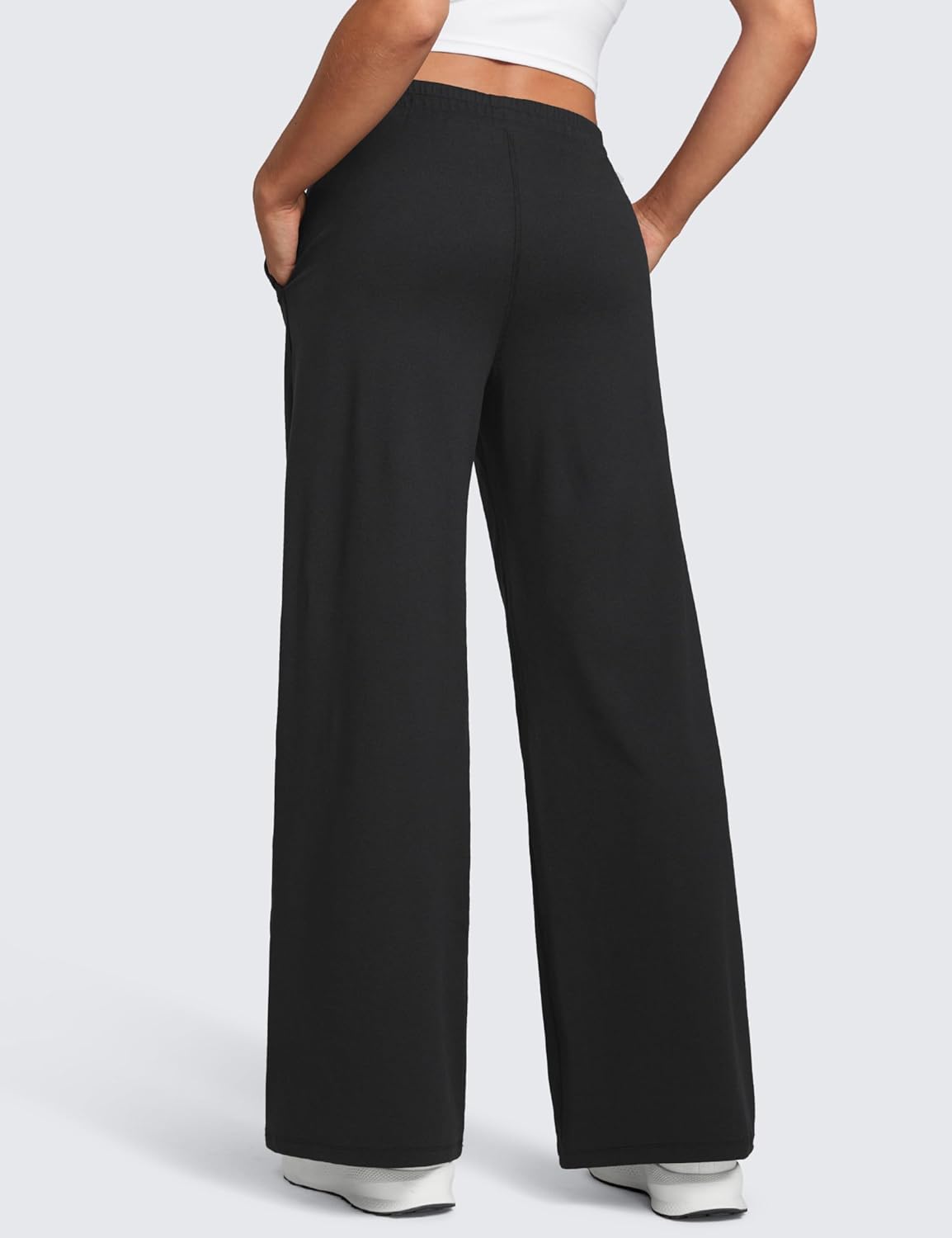 CRZ YOGA Cloud Jersey Wide Leg Sweatpants Women 30" High Waisted Casual Lounge Pajama Travel Pants with Pockets - Image 2