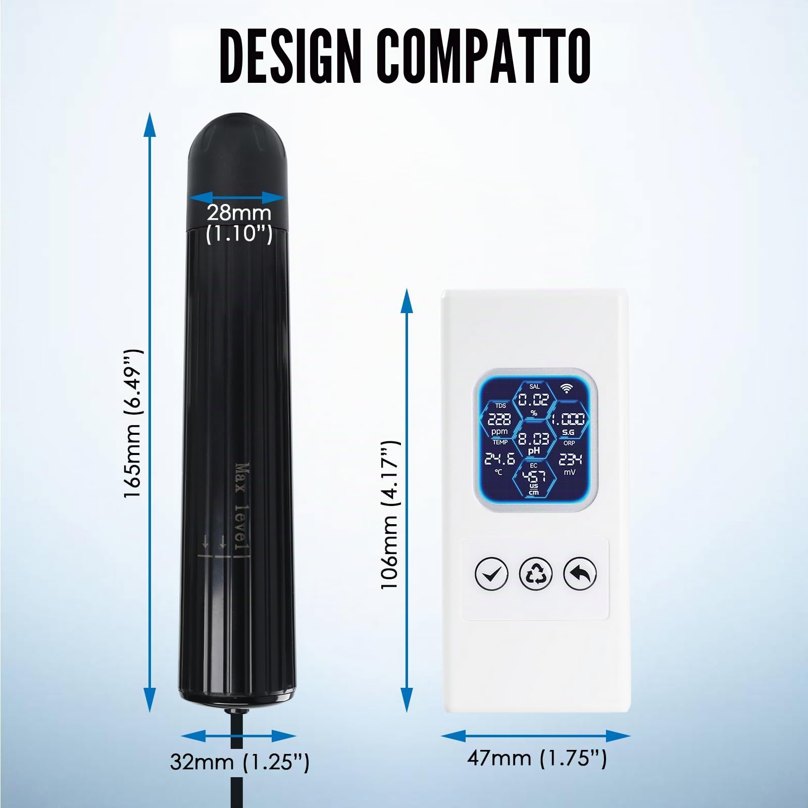 TEKCOPLUS Monitore di qualità dell'acqua 7 in 1 senza fili WiFi – pH/ORP/TDS/EC/Salinità/SG/Temp, App Tuya, avvisi in tempo reale, display a colori ATC per acquario, acqua dolce e acqua salata