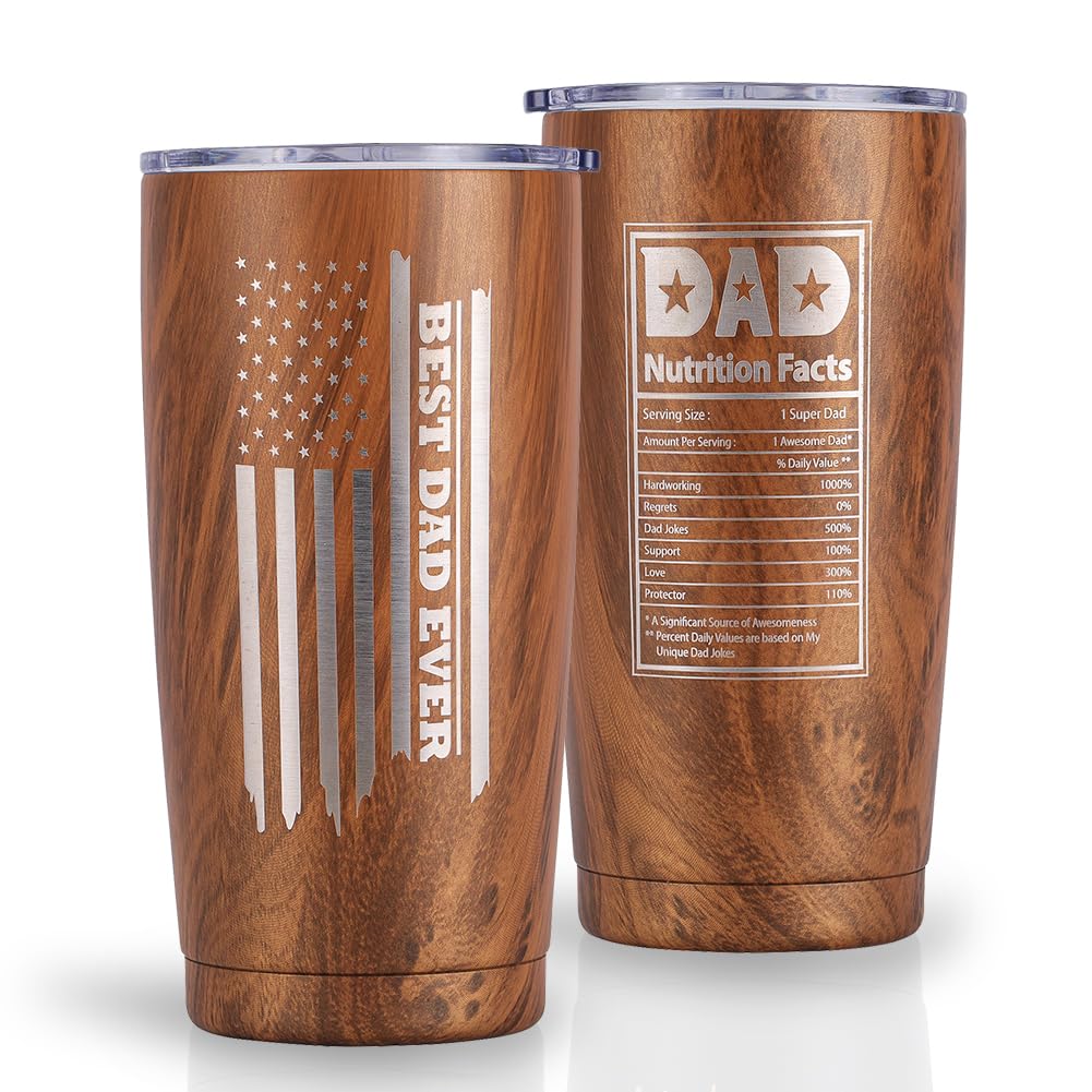 NUI LIVING 20 OZ Best Dad Ever Stainless Steel Tumbler: Unique Gift Idea for Men, Husband, Father - Christmas, Anniversary, Birthday; Eco-Friendly,