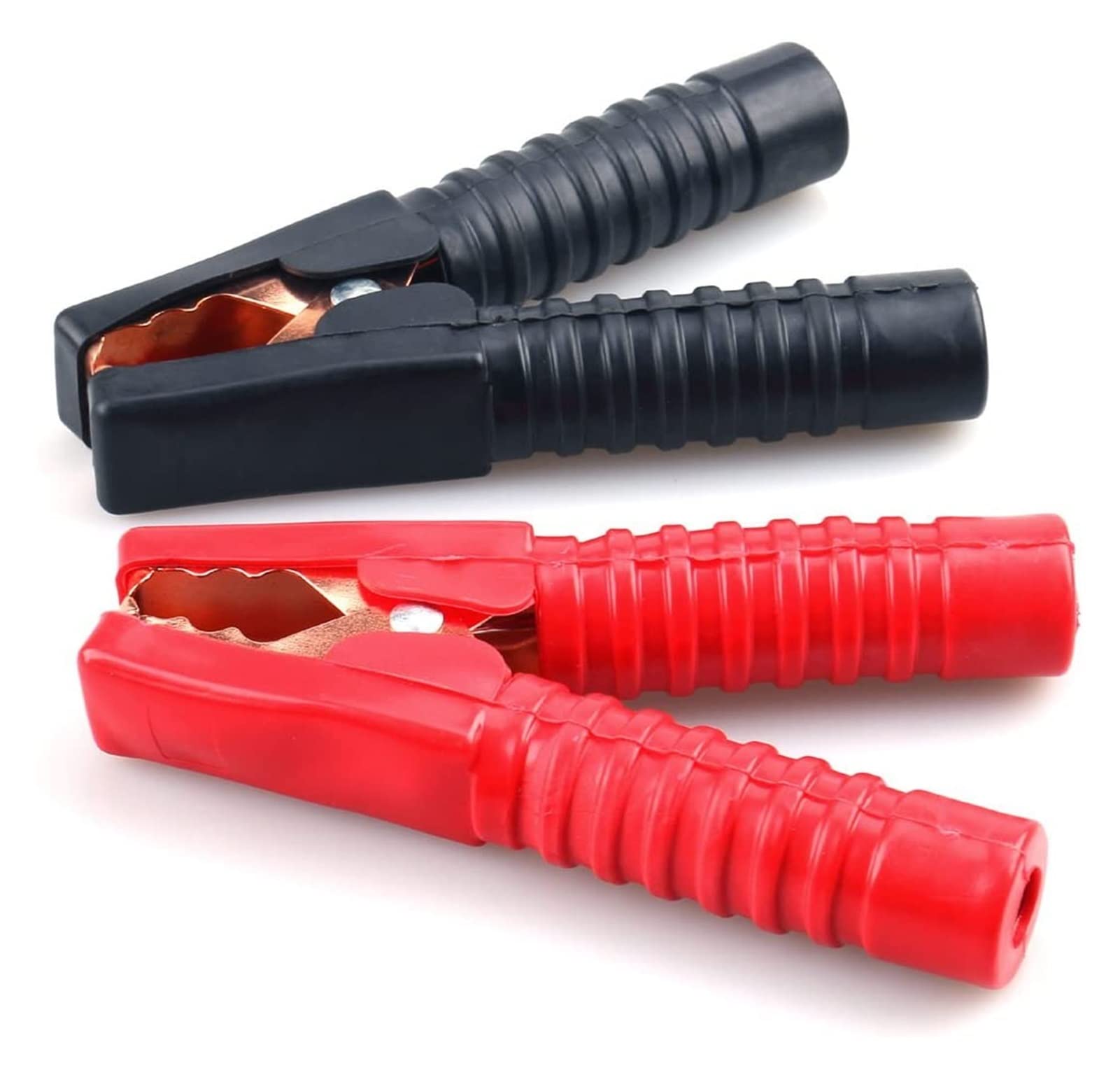 2 uds, Negro Rojo 50A Resorte Cargado Cable de batería de Coche Clips de Abrazadera de cocodrilo aislados amablemente