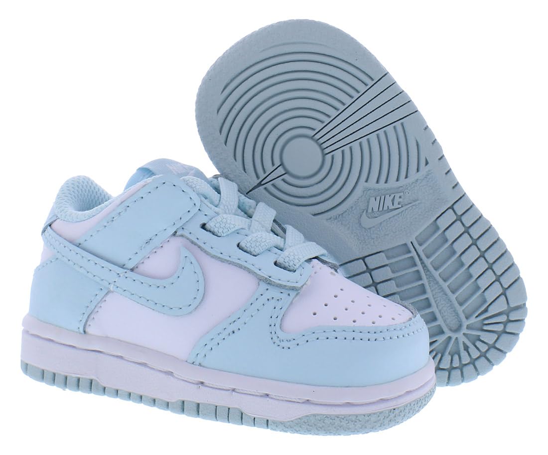 Nike Dunk Low Baby/Toddler Shoes (FB9107-105, White/Glacier Blue) Size 6